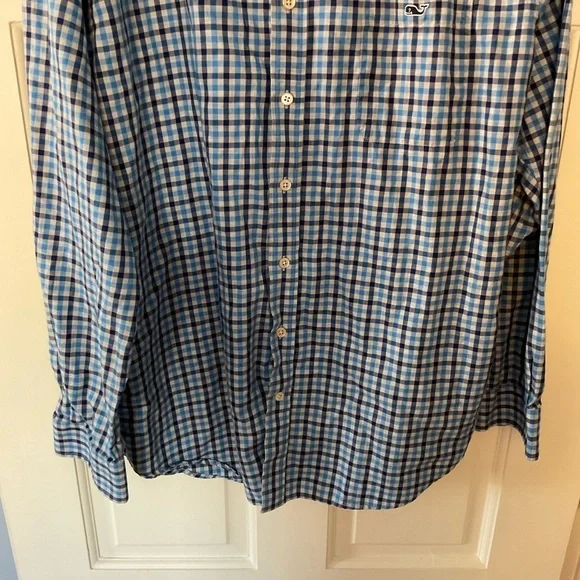 Vineyard Vines Slim Fit Tucker Shirt Blue Check Button Down Men’s Size XL Preppy - Picture 5 of 8